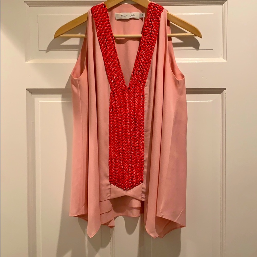 Beaded pink and red summer top